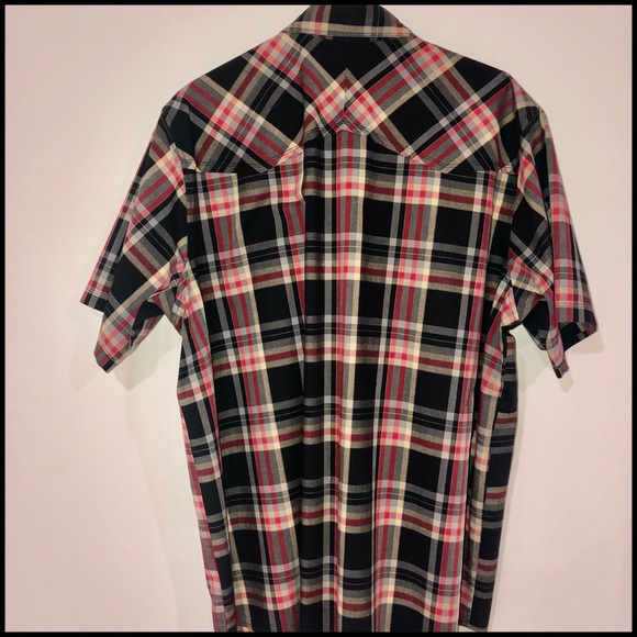 TheNorthFaceππXL Short Sleeve Flannel with 2 pockets snaps Red Gold Black - Picture 8 of 16